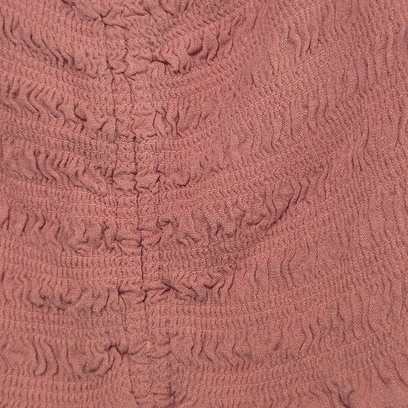 Forever 21 Womens Pink Cropped‎ Blouse L Corset Tie Front Balloon Sleeve Ruched - Picture 6 of 16